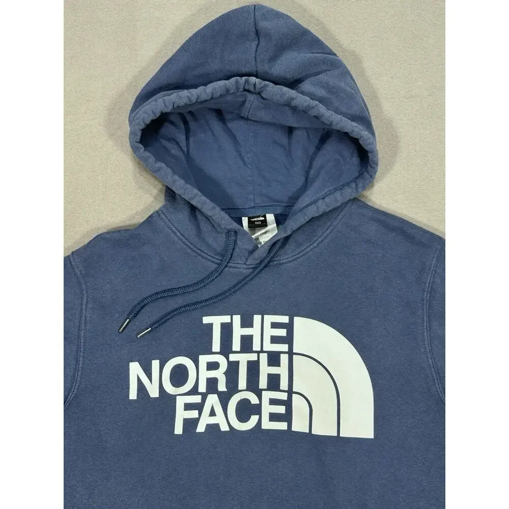 Men’s The North Face Hoodie Size M Blue Large Logo Pullover Sweatshirt